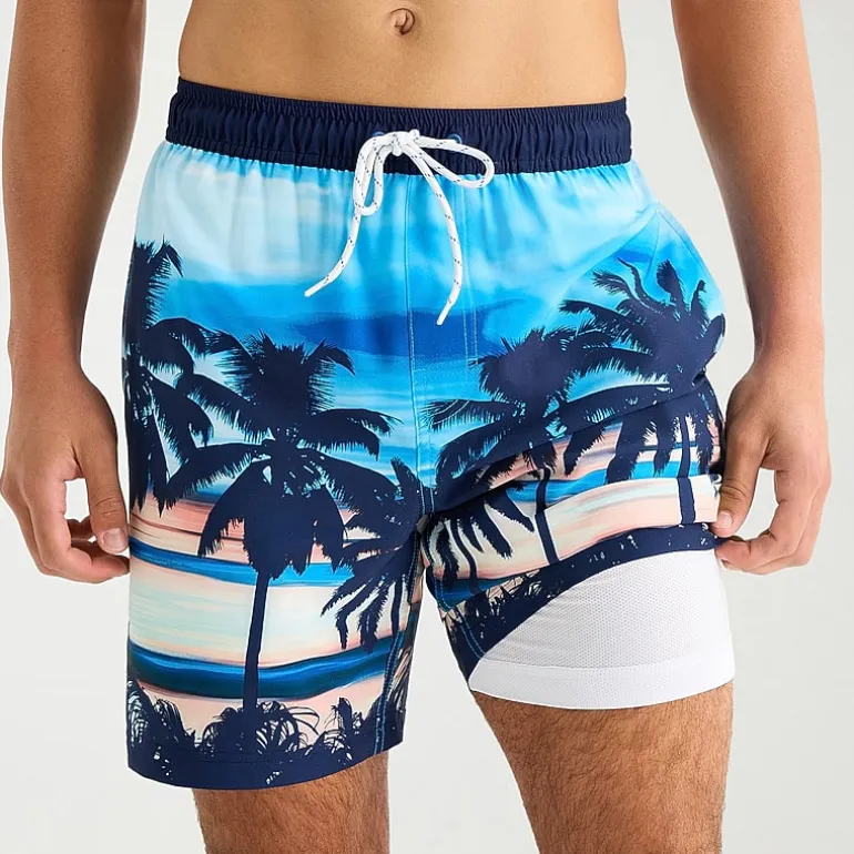 Arizona Mens 6 1/2" Patchwork Swim Trunks