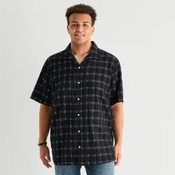 Arizona Mens Short Sleeve Boxy Fit Big and Tall Button-Down Shirt