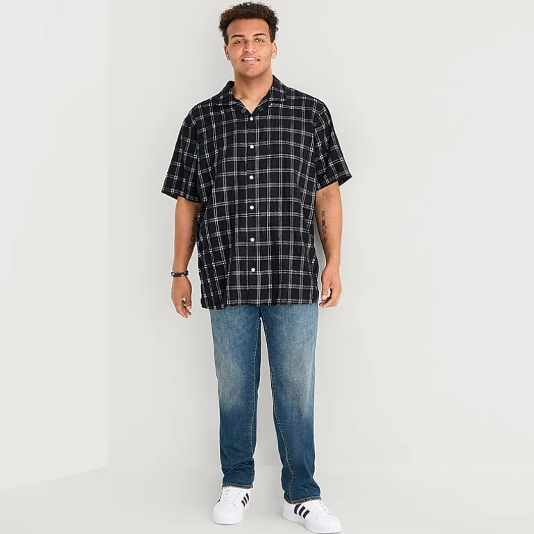 Arizona Mens Short Sleeve Boxy Fit Big and Tall Button-Down Shirt