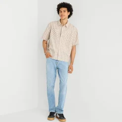 Arizona Mens Short Sleeve Boxy Fit Button-Down Shirt