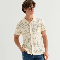 Arizona Mens Short Sleeve Button Polo Sweater