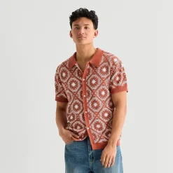Arizona Mens Short Sleeve Button Polo Sweater