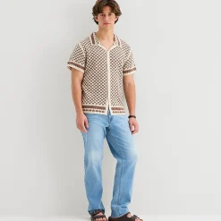 Arizona Mens Short Sleeve Button Polo Sweater