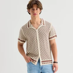 Arizona Mens Short Sleeve Button Polo Sweater