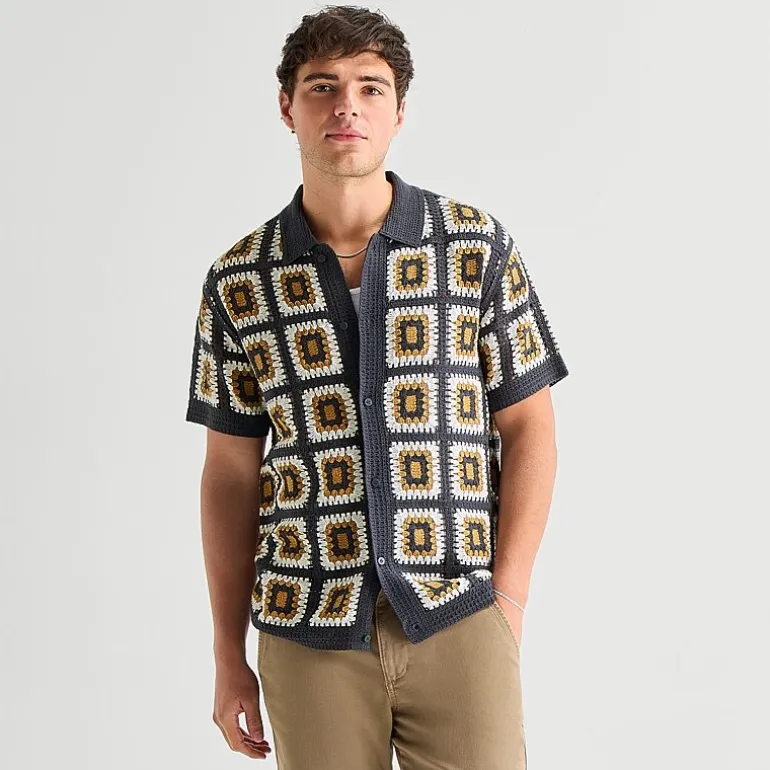 Arizona Mens Short Sleeve Button Polo Sweater