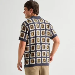Arizona Mens Short Sleeve Button Polo Sweater