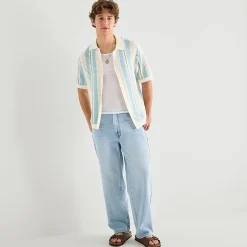 Arizona Mens Short Sleeve Button Polo Sweater