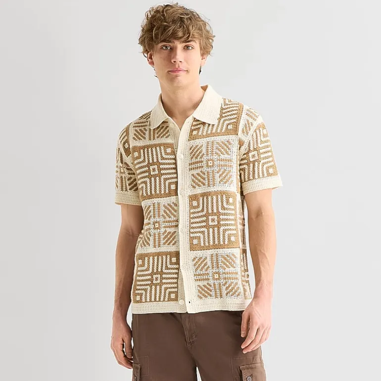 Arizona Mens Short Sleeve Button Polo Sweater