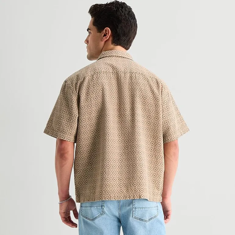 Arizona Mens Short Sleeve Regular Fit Button-Down Shirt