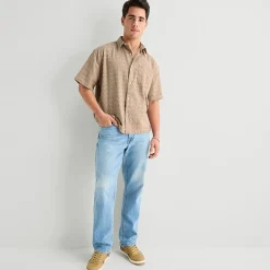 Arizona Mens Short Sleeve Regular Fit Button-Down Shirt