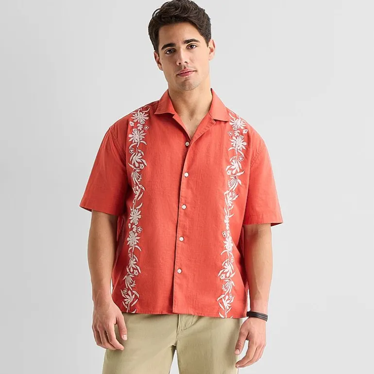 Arizona Mens Short Sleeve Regular Fit Button-Down Shirt