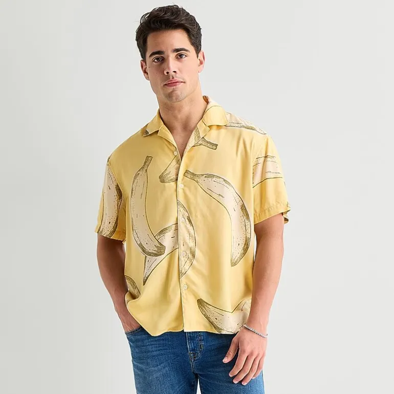 Arizona Mens Short Sleeve Regular Fit Button-Down Shirt