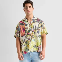Arizona Mens Short Sleeve Regular Fit Button-Down Shirt