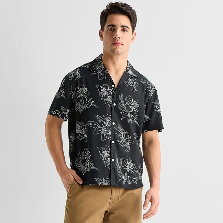 Arizona Mens Short Sleeve Regular Fit Button-Down Shirt