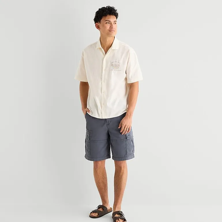 Arizona Mens Short Sleeve Regular Fit Button-Down Shirt