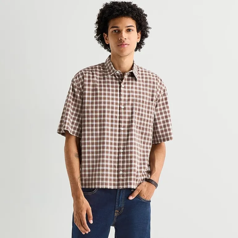 Arizona Mens Short Sleeve Regular Fit Button-Down Shirt