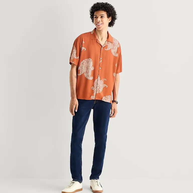 Arizona Mens Short Sleeve Relaxed Fit Button-Down Shirt