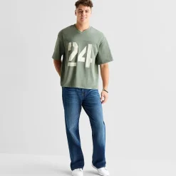 Arizona Mens V Neck Short Sleeve Boxy Fit Graphic T-Shirt