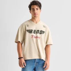 Arizona Mens V Neck Short Sleeve Boxy Fit Graphic T-Shirt