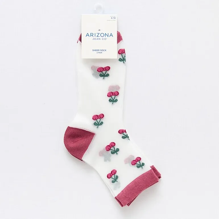 Arizona Sheer Womens 2 Pair Quarter Ankle Socks