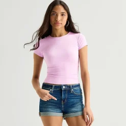 Arizona So Smooth Womens Juniors Round Neck Short Sleeve T-Shirt
