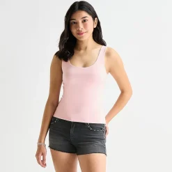 Arizona So Smooth Womens Juniors Scoop Neck Sleeveless Tank Top
