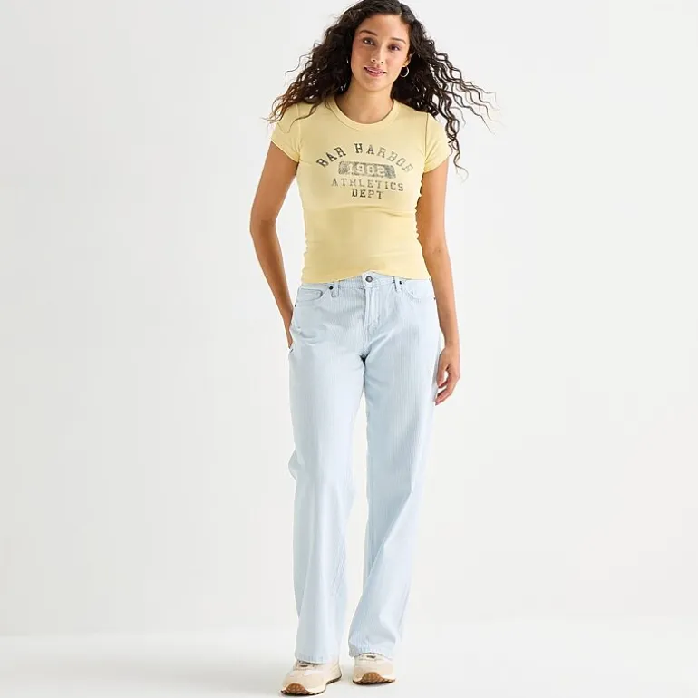 Arizona Striped Womens Juniors Low Rise Straight Leg Jean