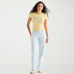 Arizona Striped Womens Juniors Short Low Rise Straight Leg Jean