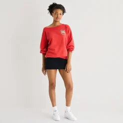 Arizona Supergirl Womens Juniors Asymmetrical Neck Long Sleeve Supergirl Sweatshirt