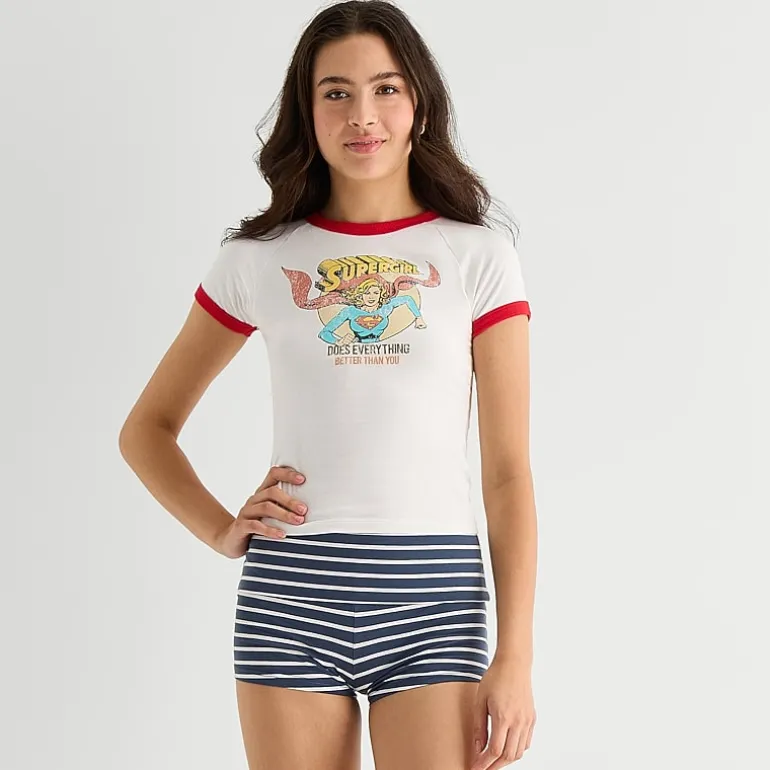 Arizona Supergirl Womens Juniors Crew Neck Short Sleeve Supergirl T-Shirt
