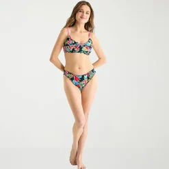 Arizona Womens Adjustable Straps Tropical Leaf Juniors Bralette Bikini Swimsuit Top