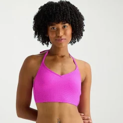 Arizona Womens Adjustable Straps Textured Juniors Bikini Halter Swimsuit Top