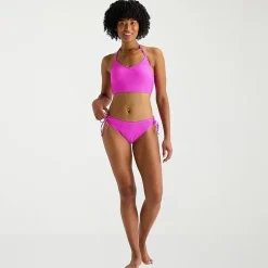 Arizona Womens Adjustable Straps Textured Juniors Bikini Halter Swimsuit Top