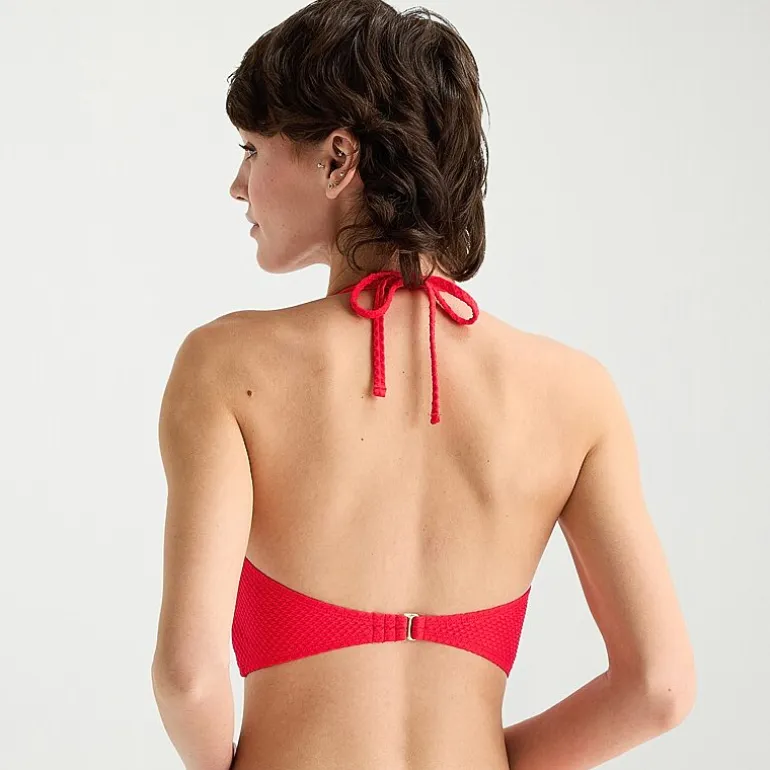 Arizona Womens Adjustable Straps Textured Juniors Bikini Halter Swimsuit Top