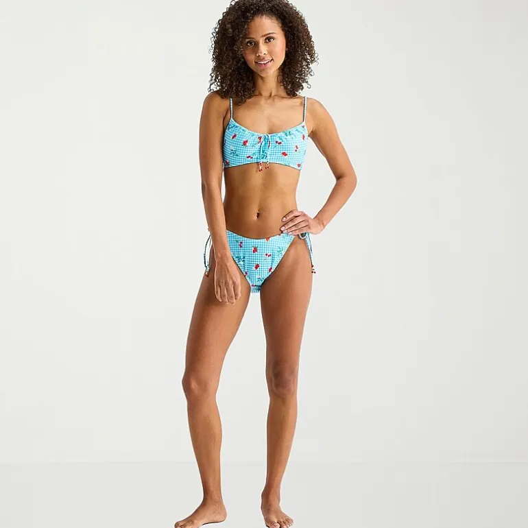 Arizona Womens Adjustable Straps Gingham Juniors Bralette Bikini Swimsuit Top