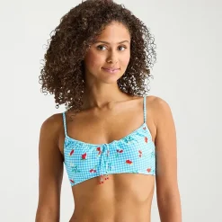 Arizona Womens Adjustable Straps Gingham Juniors Bralette Bikini Swimsuit Top