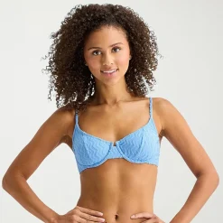Arizona Womens Adjustable Straps Textured Chevron Juniors Bralette Bikini Swimsuit Top
