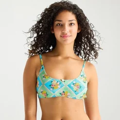 Arizona Womens Adjustable Straps Patchwork Juniors Bralette Bikini Swimsuit Top