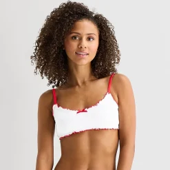 Arizona Womens Adjustable Straps Textured Juniors Bralette Bikini Swimsuit Top