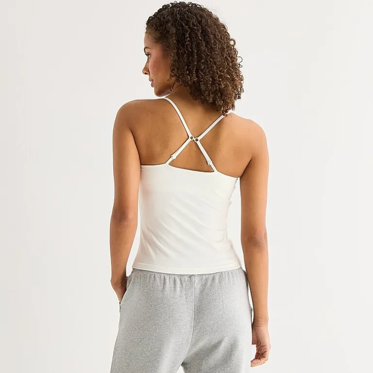 Arizona Womens Juniors Built In Bra Scoop Neck Sleeveless Camisole
