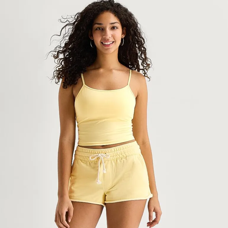 Arizona Womens Juniors Built In Bra Scoop Neck Sleeveless Camisole