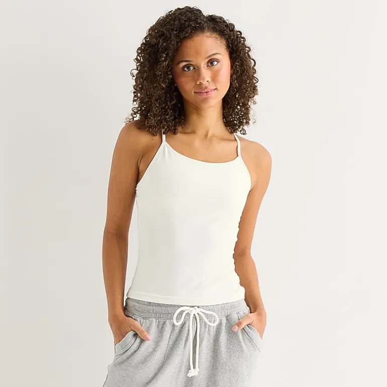 Arizona Womens Juniors Built In Bra Scoop Neck Sleeveless Camisole