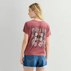 Arizona Womens Juniors Crew Neck Short Sleeve Regular Fit Graphic T-Shirt