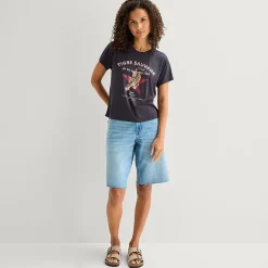 Arizona Womens Juniors Crew Neck Short Sleeve Regular Fit Graphic T-Shirt