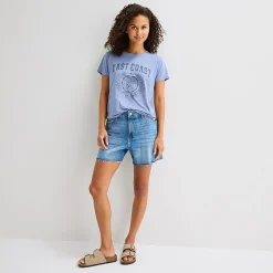 Arizona Womens Juniors Crew Neck Short Sleeve Regular Fit Graphic T-Shirt