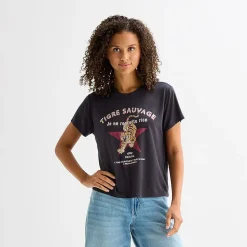 Arizona Womens Juniors Crew Neck Short Sleeve Regular Fit Graphic T-Shirt