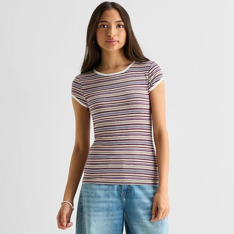 Arizona Womens Juniors Crew Neck Short Sleeve T-Shirt