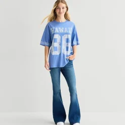 Arizona Womens Juniors Crew Neck Short Sleeve Oversized Graphic T-Shirt