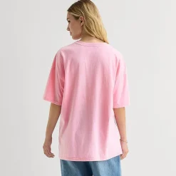 Arizona Womens Juniors Crew Neck Short Sleeve Oversized Graphic T-Shirt