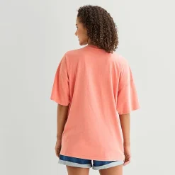 Arizona Womens Juniors Crew Neck Short Sleeve Oversized Graphic T-Shirt